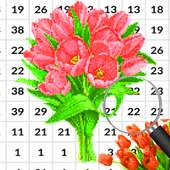 Tulip Flower Pixel Art-Flowers Coloring By Number