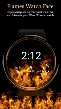 Flames Watch Face - Wear OS Smartwatch - Animated Screen Shot 0