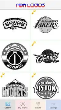 Free color by number NBA Logo - Drawing Pixel Art Screen Shot 1