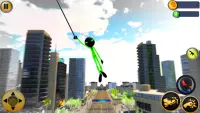 Super Stickman Green Rope Hero: Crime City Screen Shot 2