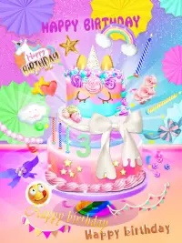 Unicorn Birthday Cake - Happy Birthday Screen Shot 1