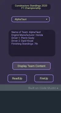 F1 Standings and Soundboard Screen Shot 2