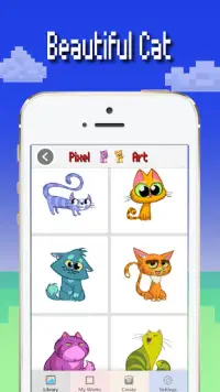 Кошки Цвет по номеру: Pixel Art Coloring 2019 Screen Shot 1