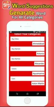 Solution For Stop Categories Word - Word Games Screen Shot 1