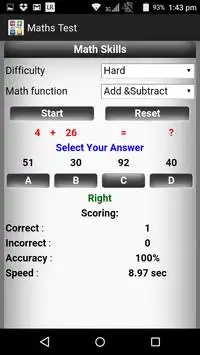 Maths Test Screen Shot 0