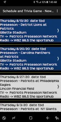 Trivia Game - Schedule for Die Hard Patriots Fans Screen Shot 4