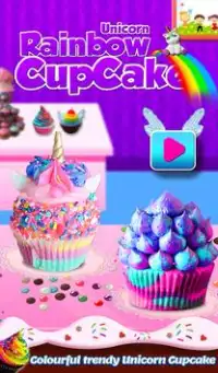 Juego de cocina Unicorn Rainbow Cup Cake-DIY para Screen Shot 8