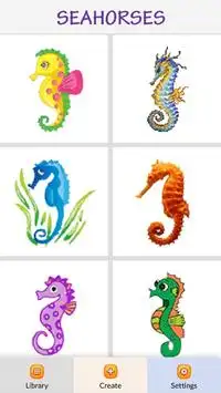 Seahorses Color by Number - Pixel Art Game Screen Shot 1