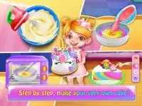 Gökkuşağı Unicorn Kek Maker: Yemek Oyunları Screen Shot 1
