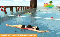 Permainan balapan renang pantai wanita Screen Shot 2