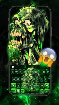Тема для клавиатуры Green Zombie Skull Screen Shot 0