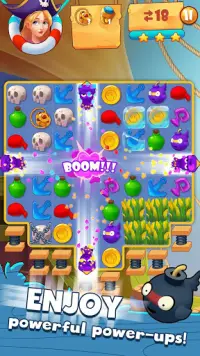 Pirate Treasures Crush - Match 3 Candy Puzzle Game Screen Shot 2