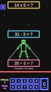 Laser Math: Sum, Subtract, Multiply & Divide Easy! Screen Shot 1