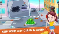 大都市と家の掃除-楽しい掃除の女の子 Screen Shot 2