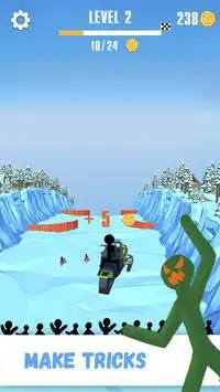 Snowmobile Stickman: Flip Race Screen Shot 1
