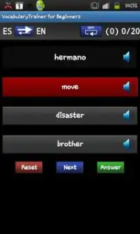 Vocabulary Trainer (ES/EN) Beg Screen Shot 2