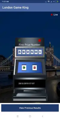 London Game King Live Results Screen Shot 2