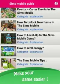 Sims mobile guide 2018 Screen Shot 2