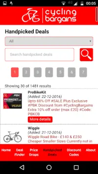 Cycling Bargains Deal Finder Screen Shot 3