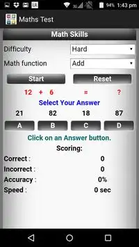 Maths Test Screen Shot 2
