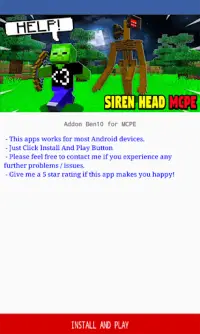 Siren Head [Horror] pour Minecraft PE Screen Shot 0