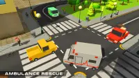 Blocky US Fire Truck & Army Ambulance Rescue Game Screen Shot 18