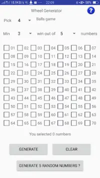 Lotto Toto Wheel Generator Screen Shot 1