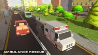 Blocky US Fire Truck & Army Ambulance Rescue Game Screen Shot 5