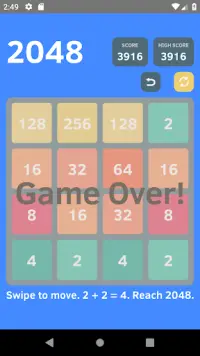 2048 Simple Puzzle Game Screen Shot 2