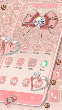 Luxury Rose Gold Diamond APUS Launcher Theme Screen Shot 4