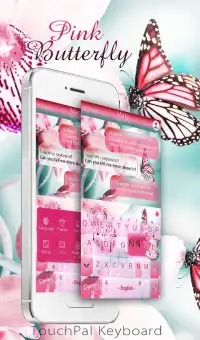 Pink Butterfly Keyboard Theme Screen Shot 0