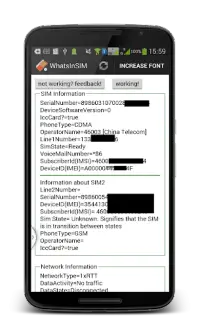 SIM Card Details Screen Shot 1