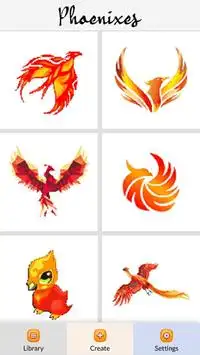 Phoenixes Color by Number - Pixel Art Game Screen Shot 1