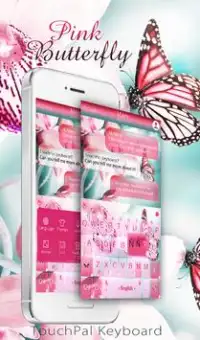 Tema del Teclado Mariposa rosa Screen Shot 0