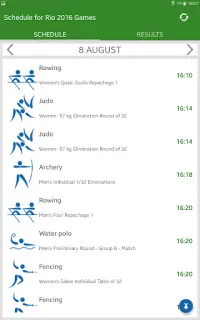 Schedule for Rio 2016 Games Screen Shot 9