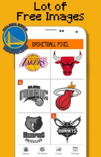 Basketball Logo Team Color By Number - Pixel Art Screen Shot 1