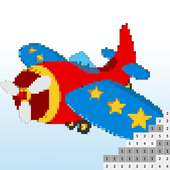 Airplane Coloring by number Pixel Art
