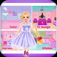 reparação Dollhouse e limpeza jogos para meninas Screen Shot 4