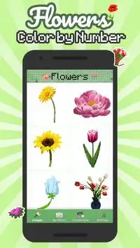 Colore per numero fiori pixel art Screen Shot 3
