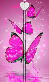 Pink Butterfly Zipper UnLock Screen Shot 6