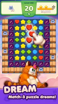 Lazy Cat Dream Match — уютная игра «три в ряд» Screen Shot 0