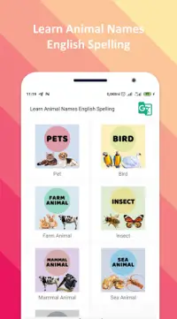 Learn Animal Names in English Spelling Screen Shot 0