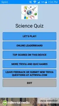 Science Quiz Screen Shot 0