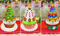 खाना पकाने इंद्रधनुष और यूनिकॉर्न क्रिसमस Cupcakes Screen Shot 6