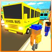 Cube Craft Pixel School Bus 3D