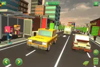 Blocky Taxi Car City Driving : Pixel Taxi Sim Game Screen Shot 11
