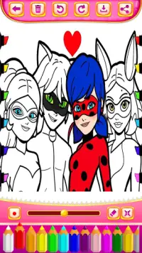 Ladybug's coloring cartoon cat game Screen Shot 1