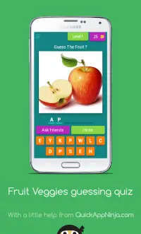 ফলস ক্যুইজ অনুমান করা - ফলমূল বা শাকসবজি জানুন! Screen Shot 0