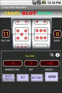 Craps Slot Machine Screen Shot 1