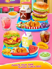 School Lunch Food - Burger, Popcorn Chicken & Milk Screen Shot 2